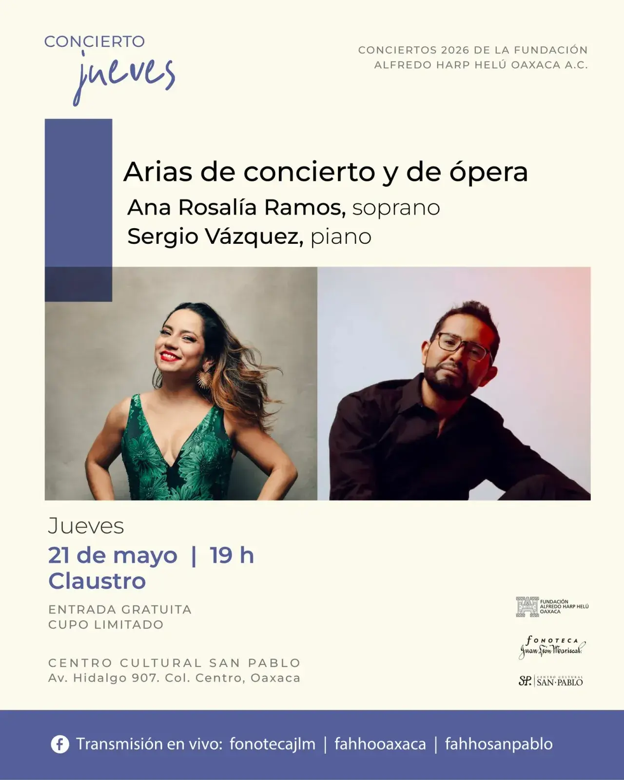 Flyer del evento: Concierto Jueves: Arias de concierto y de ópera