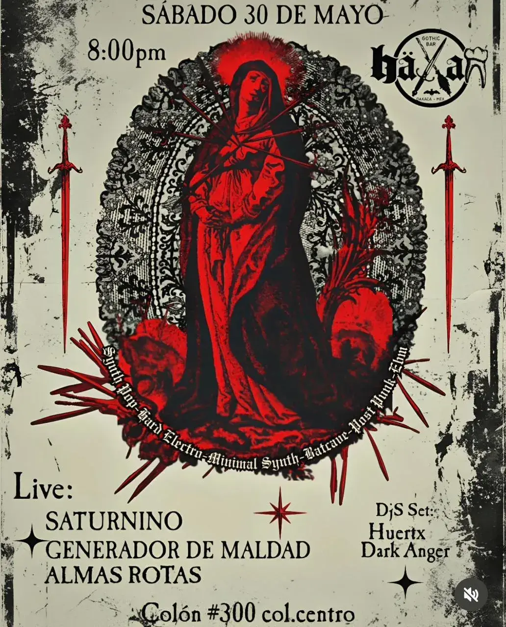 Flyer del evento: Noche Gótica con Música en Vivo y DJs