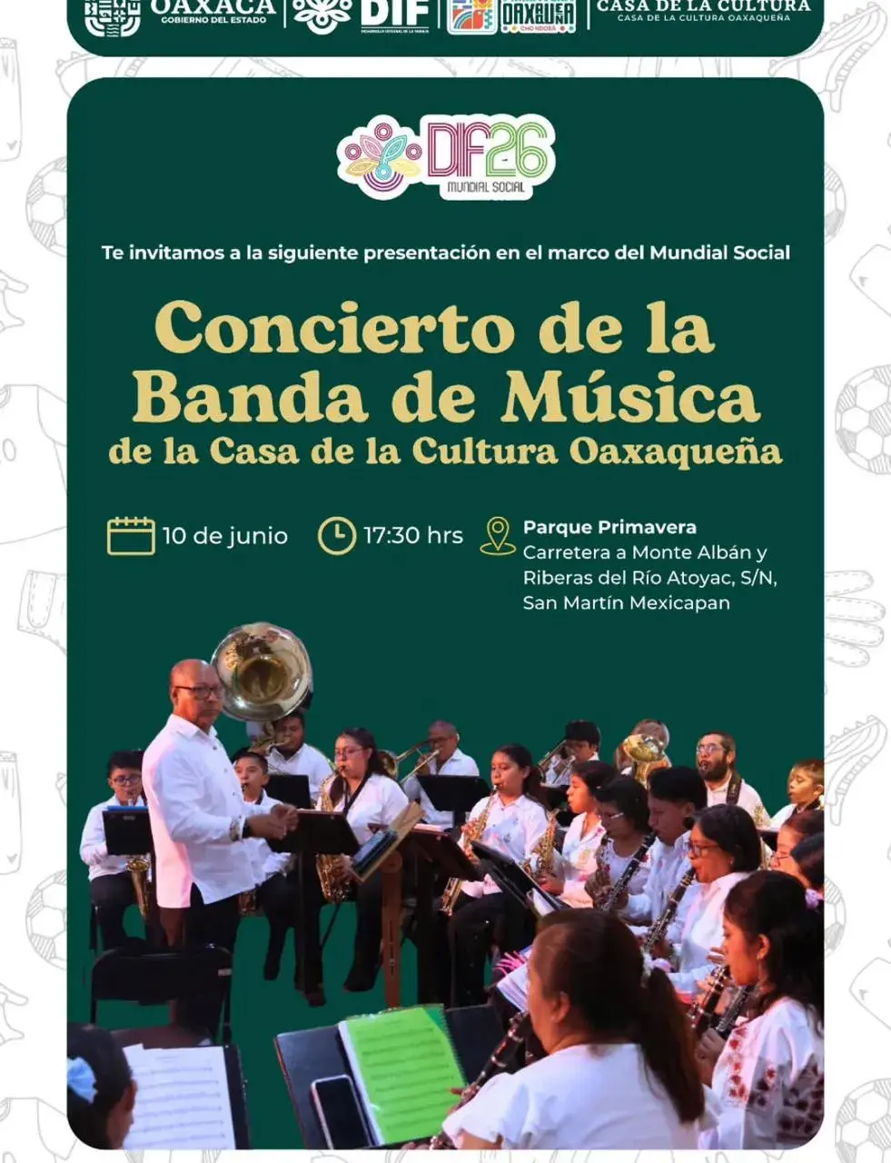 Flyer del evento: Concert by the Oaxacan Culture House Music Band