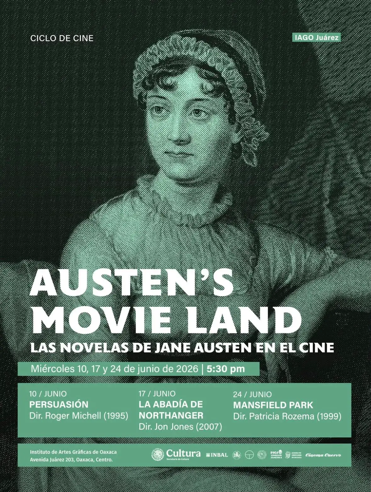 Flyer del evento: Austen's Movie Land: Las Novelas de Jane Austen en el Cine