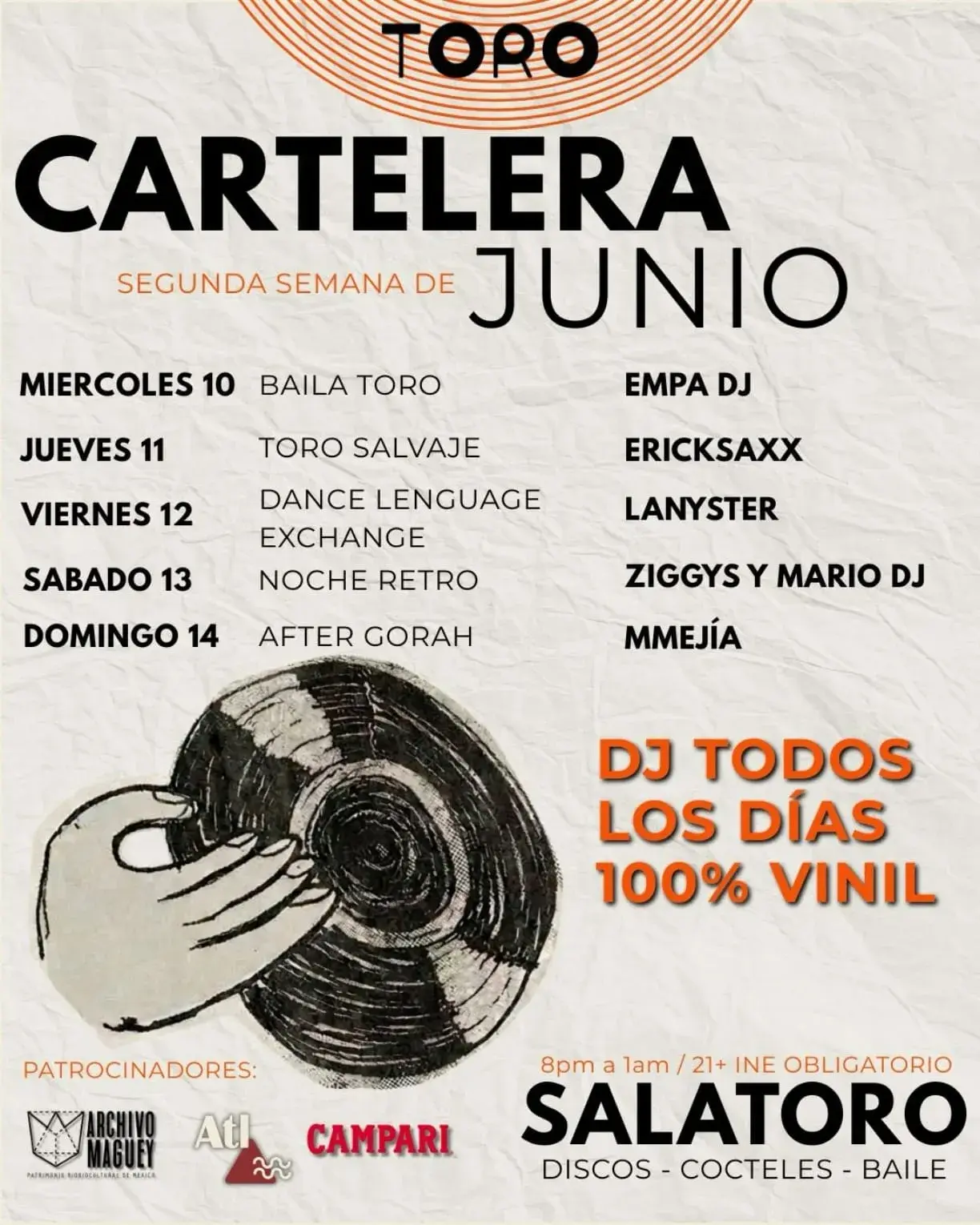 Flyer del evento: Cartelera Toro: Segunda Semana de Junio