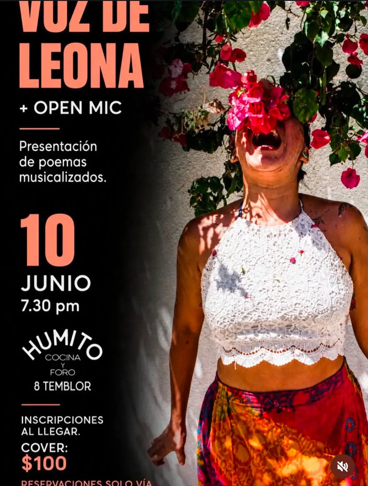 Flyer del evento: Voz de Leona + Open Mic
