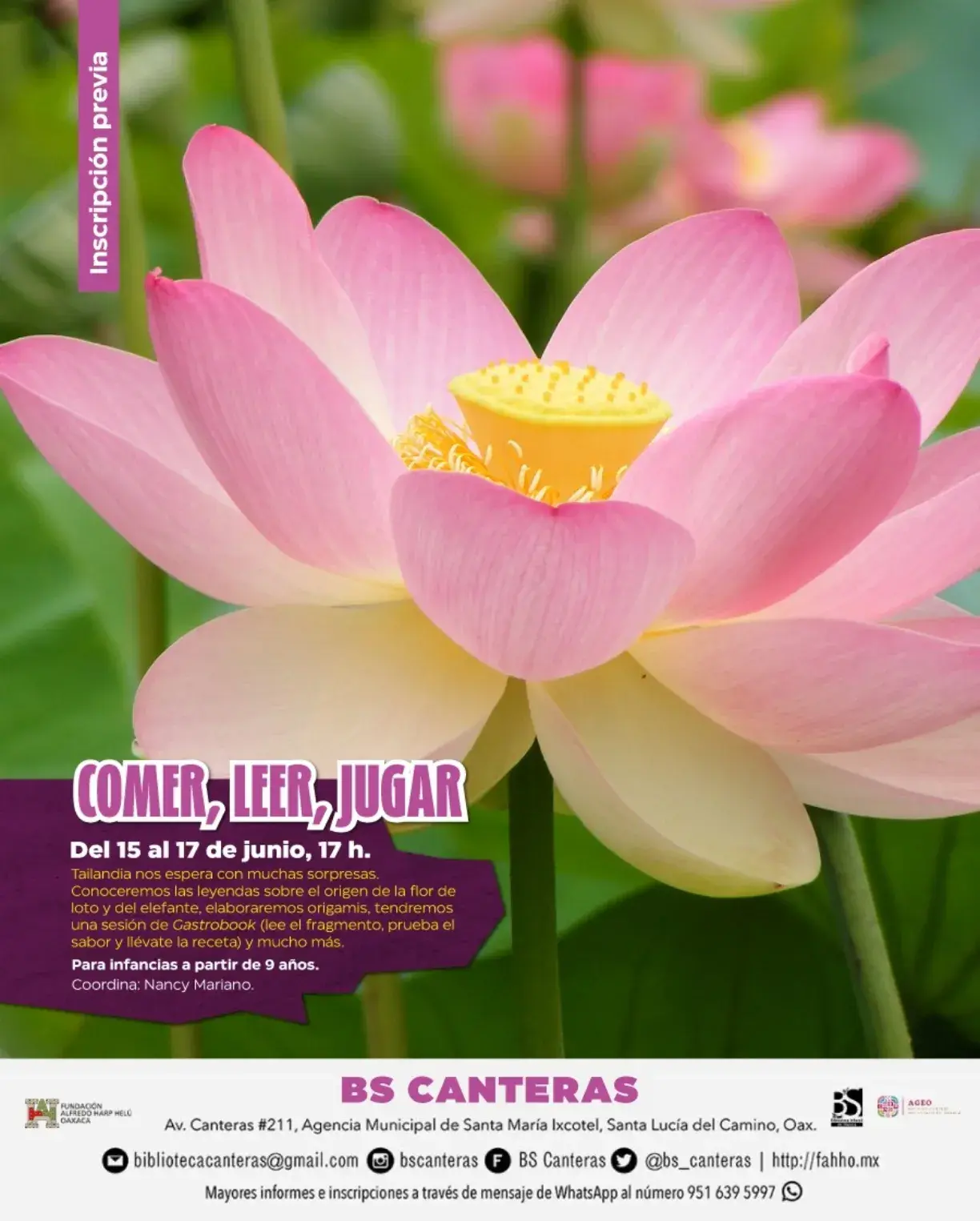 Flyer del evento: COMER, LEER, JUGAR