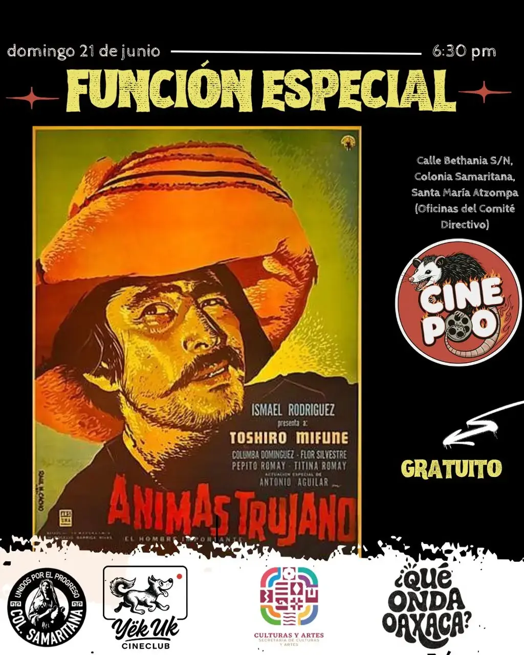 Flyer del evento: FUNCIÓN ESPECIAL: ÁNIMAS TRUJANO