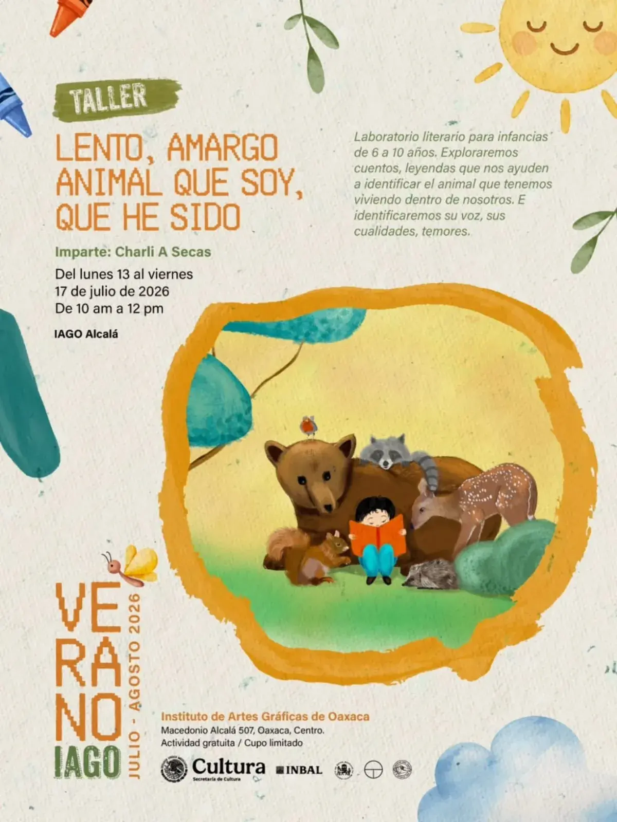 Flyer del evento: Taller: Lento, amargo animal que soy, que he sido