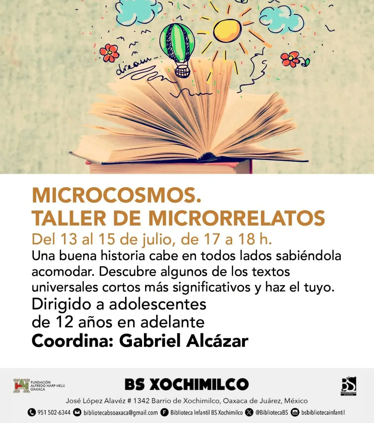 Flyer del evento: MICROCOSMOS. TALLER DE MICRORRELATOS