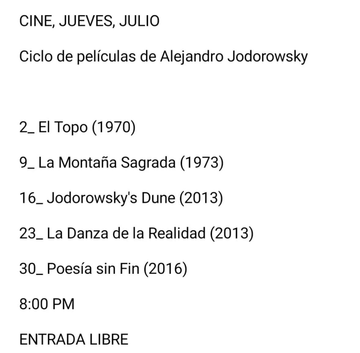 Ciclo de películas de Alejandro Jodorowsky