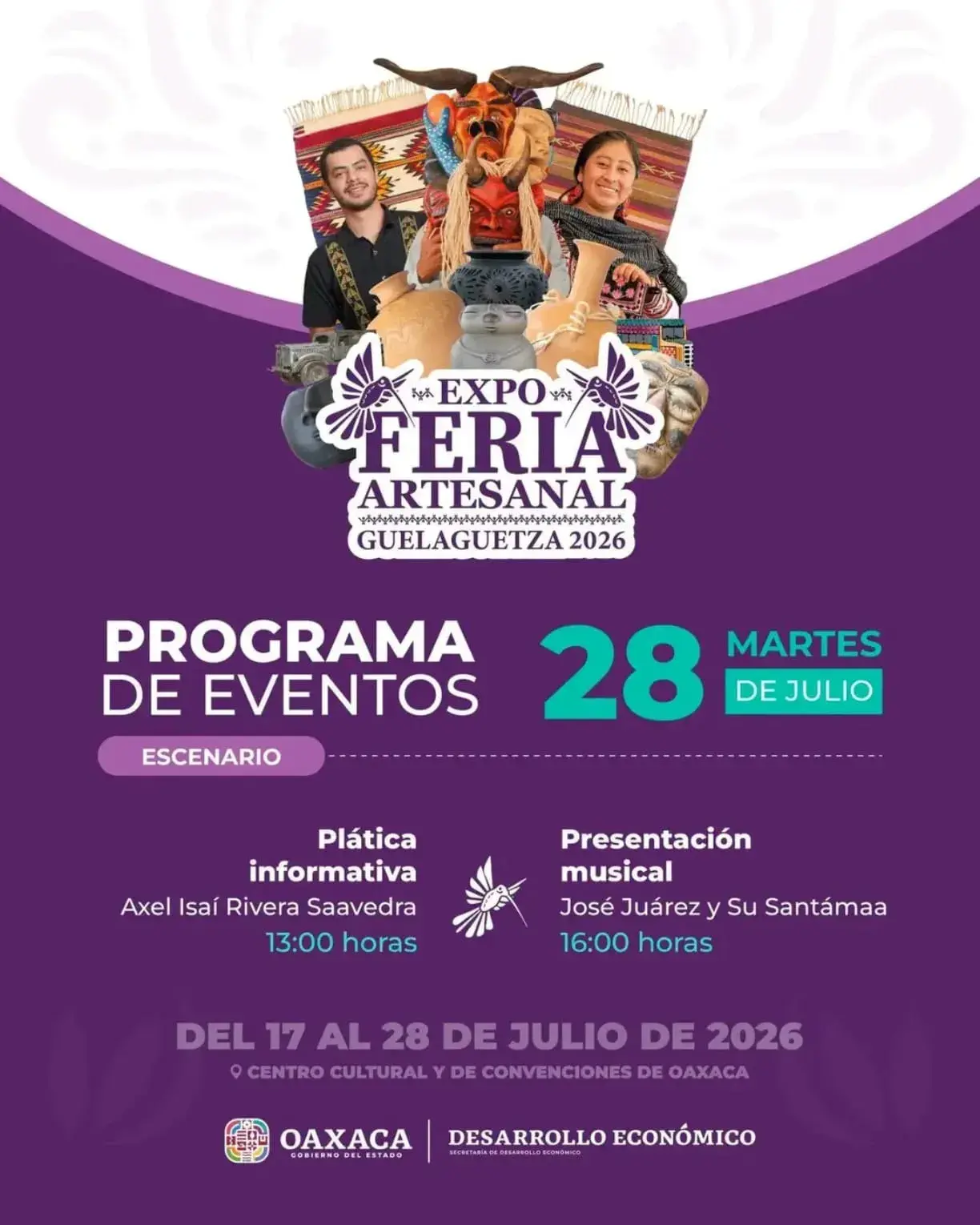 Flyer del evento: EXPO FERIA ARTESANAL GUELAGUETZA 2026