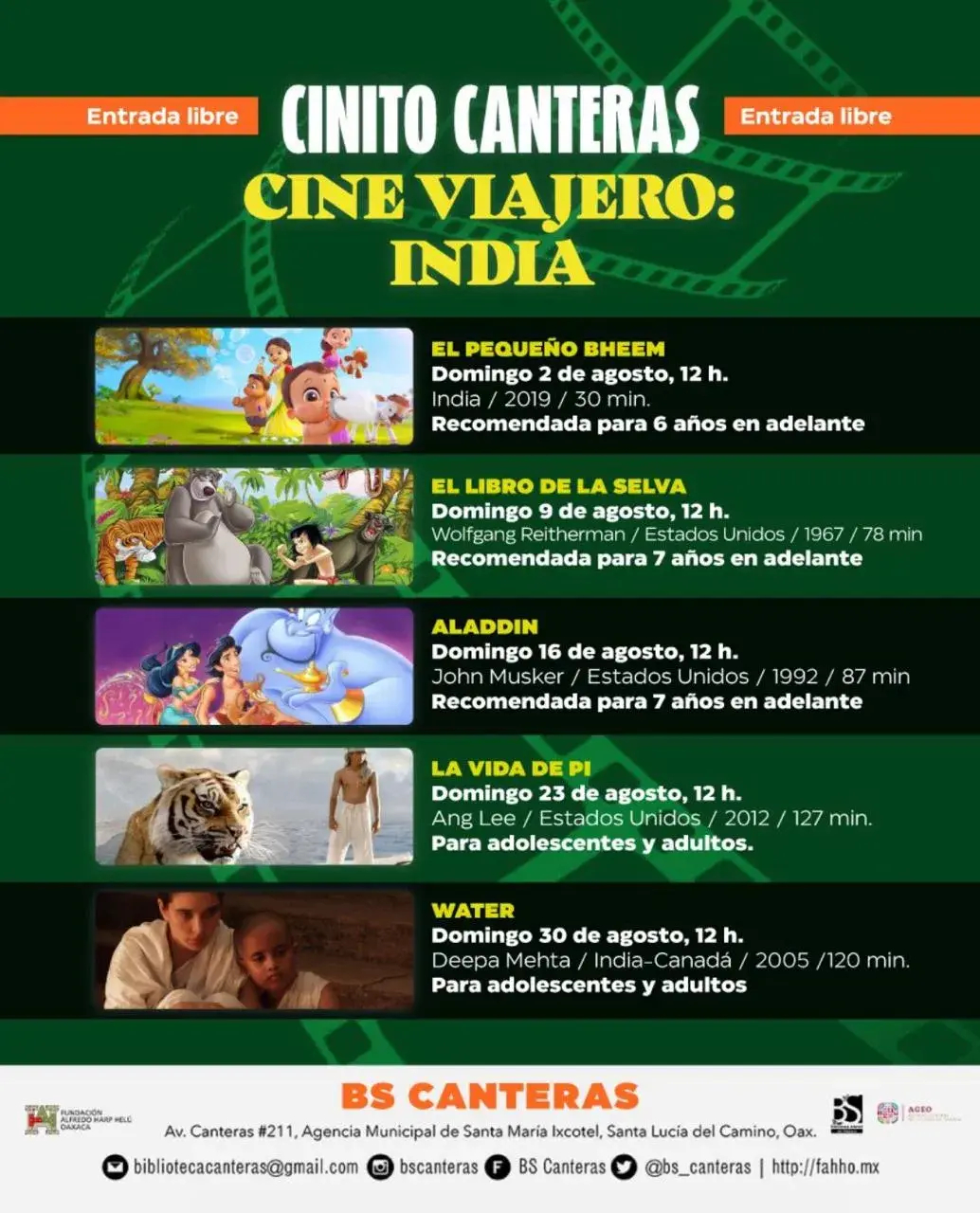Flyer del evento: Cinito Canteras Cine Viajero: India