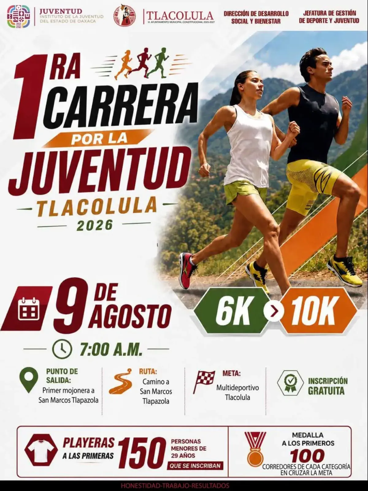 Flyer del evento: 1ra Carrera por la Juventud Tlacolula 2026