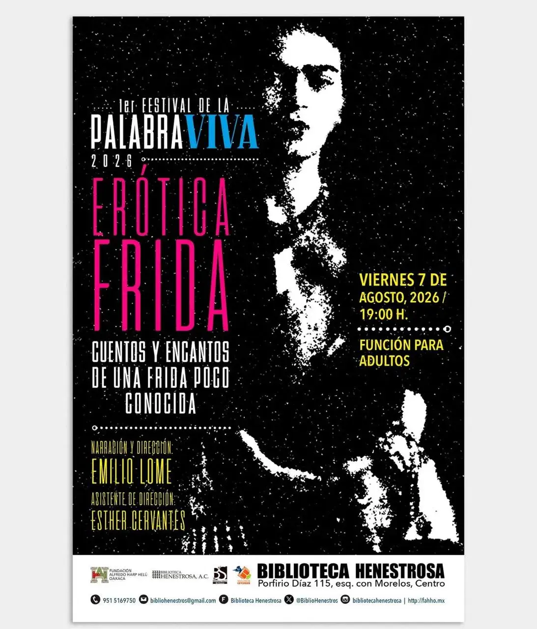 Flyer del evento: 1er Festival de la Palabra Viva 2026: Erótica Frida