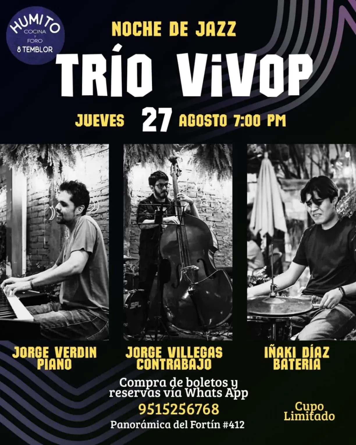 Flyer del evento: Noche de Jazz: Trío Vivop