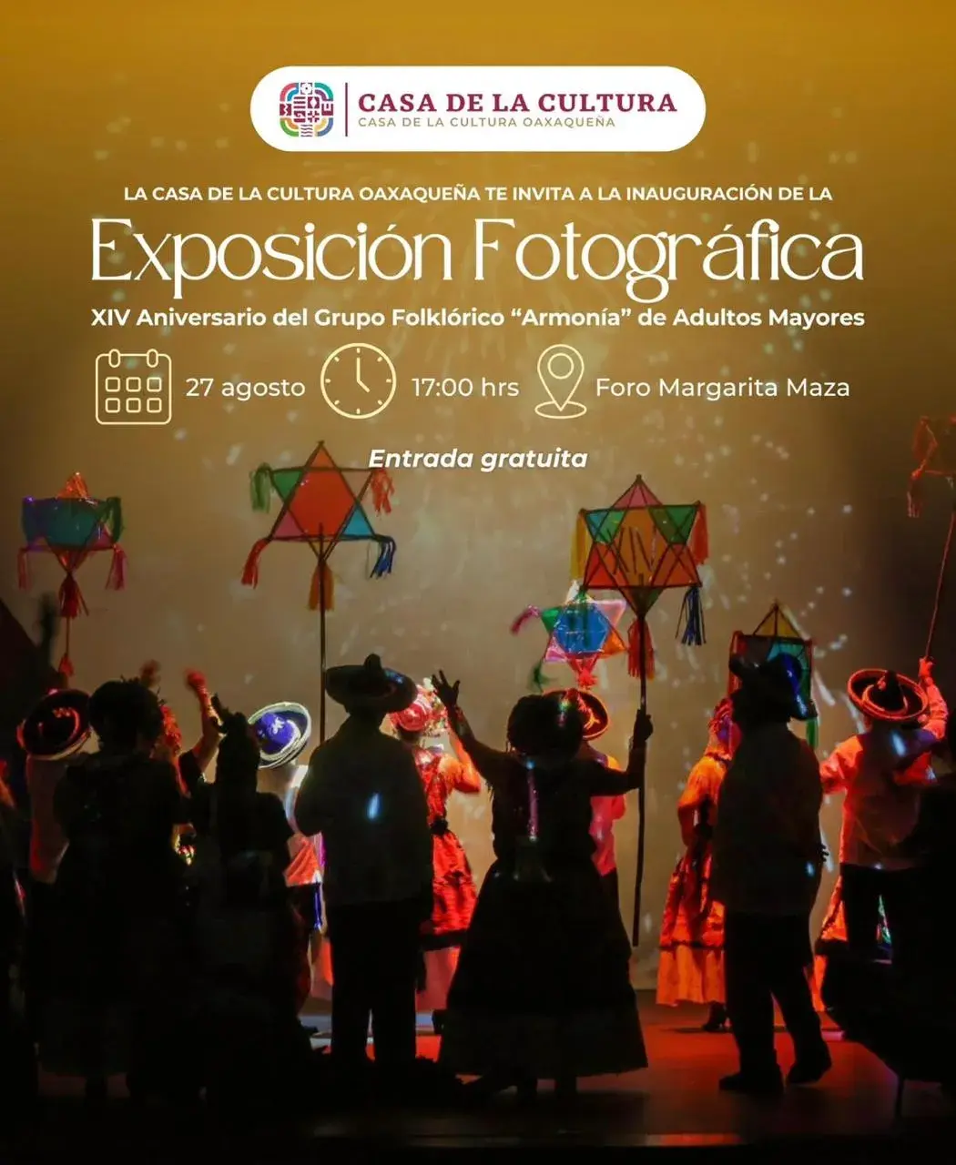 Flyer del evento: Exposición Fotográfica: XIV Aniversario del Grupo Folklórico 'Armonía' de Adultos Mayores