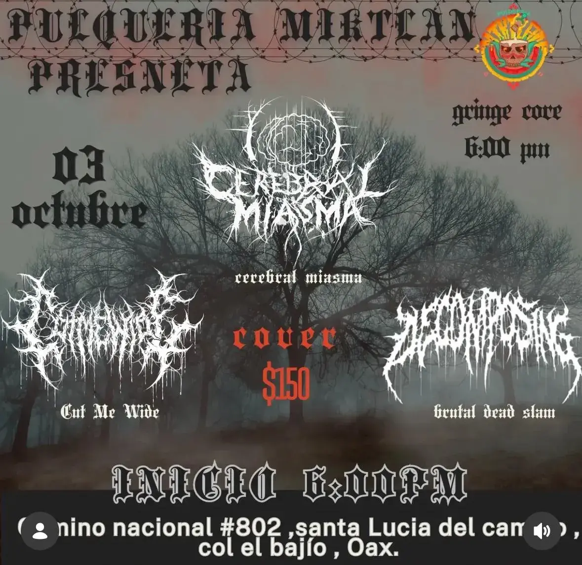 Concierto de Metal Extremo en Pulquería Miktlan