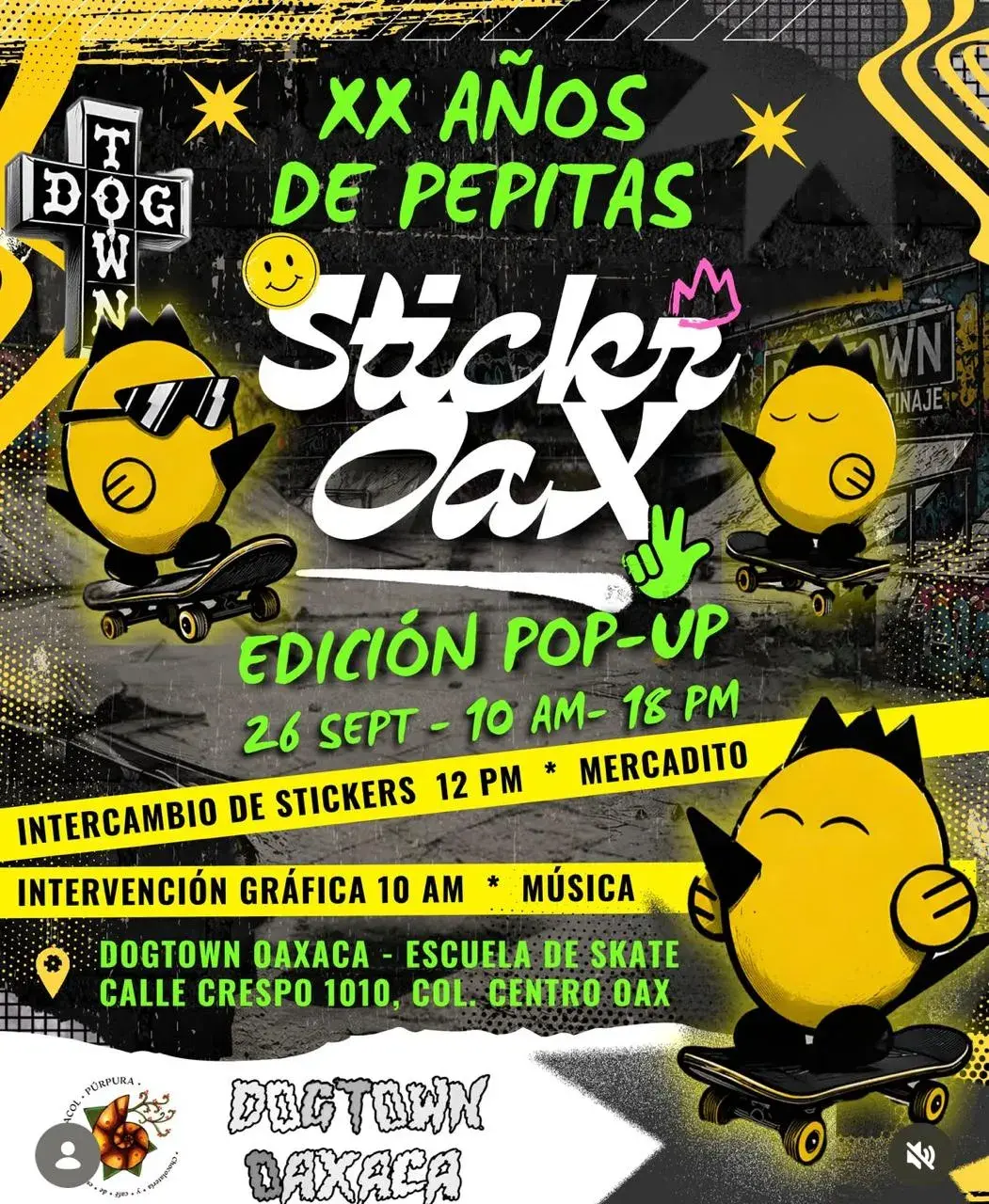 Flyer del evento: XX AÑOS DE PEPITAS - STICKER OAX EDICIÓN POP-UP
