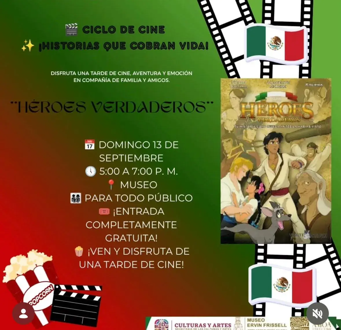 Flyer del evento: Ciclo de Cine: ¡Historias que Cobran Vida! - Héroes Verdaderos