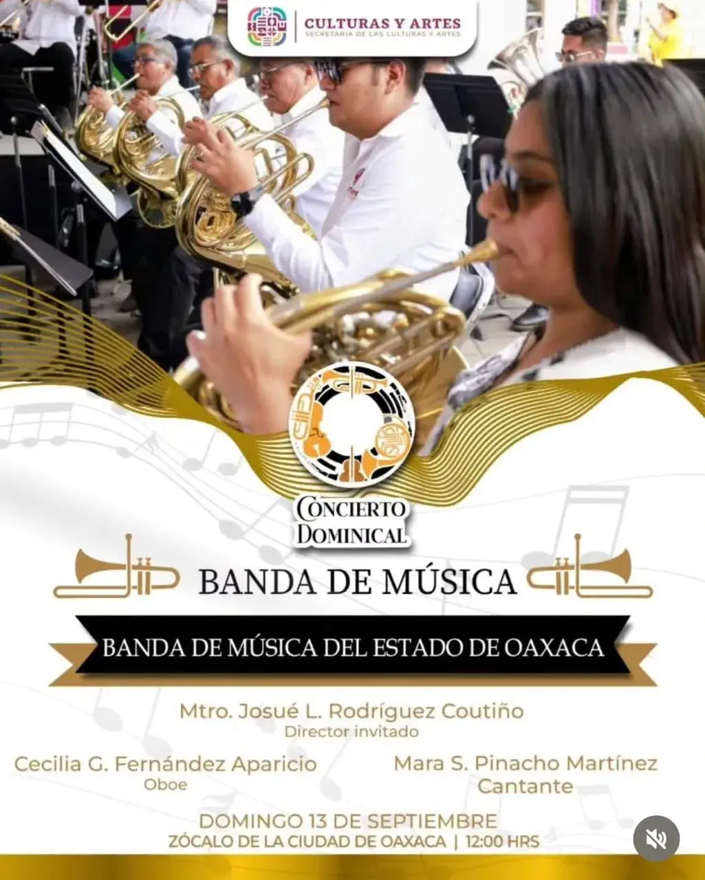Flyer del evento: Concierto Dominical: Banda de Música del Estado de Oaxaca