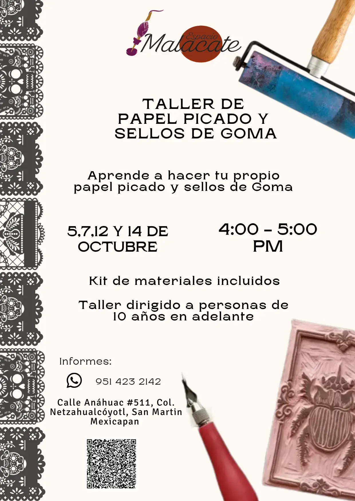 TALLER DE PAPEL PICADO Y SELLOS DE GOMA