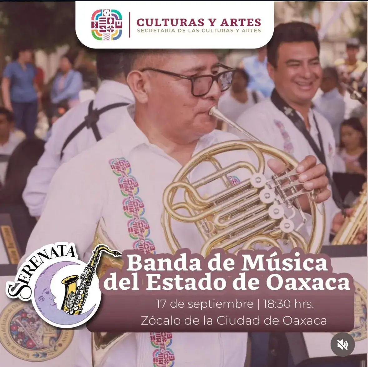 Flyer del evento: Serenata: Banda de Música del Estado de Oaxaca