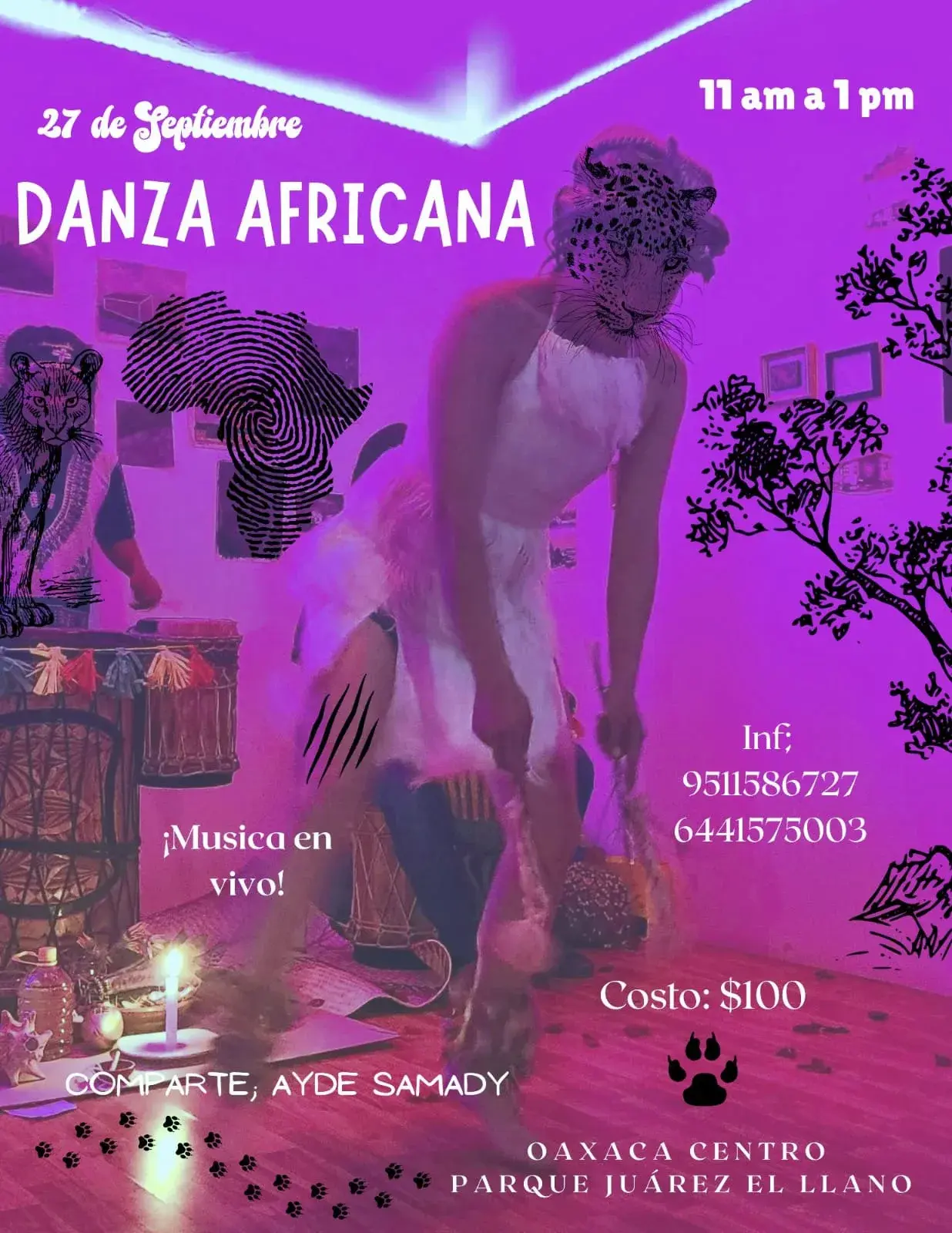 Clase de Danza Africana con música en vivo