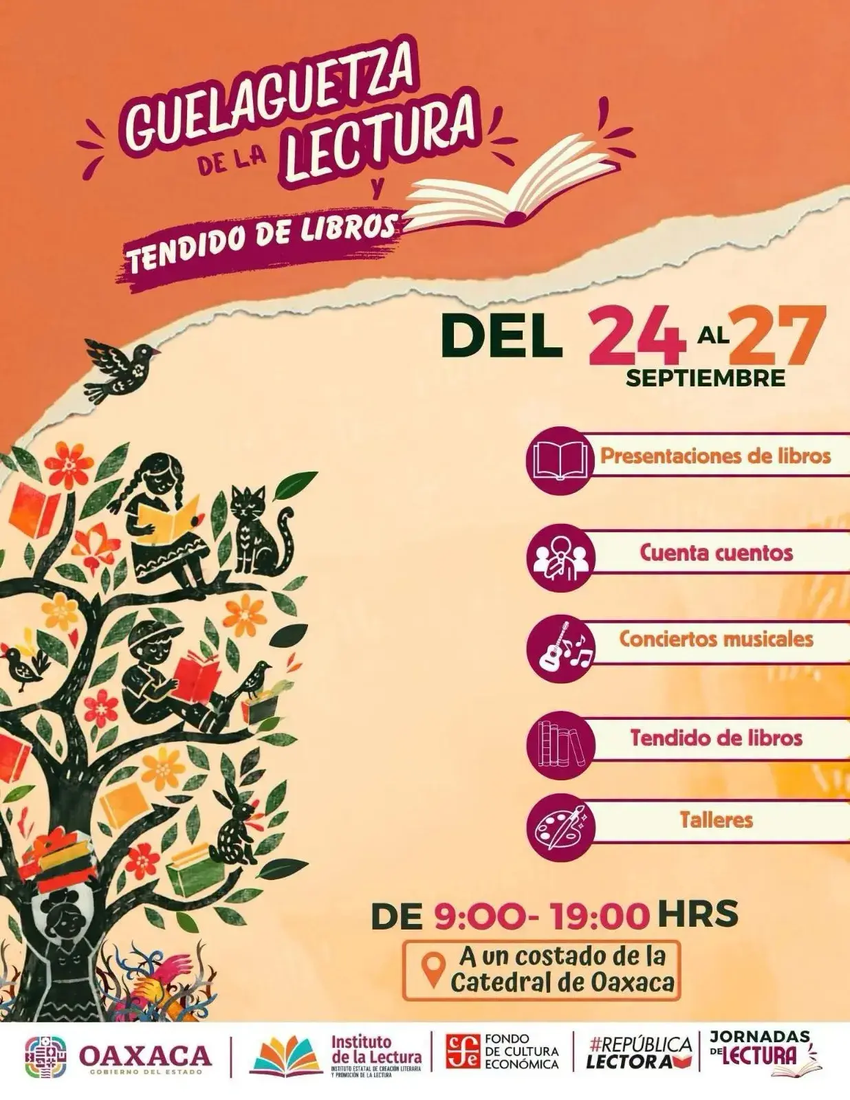 Flyer del evento: Guelaguetza de la Lectura y Tendido de Libros