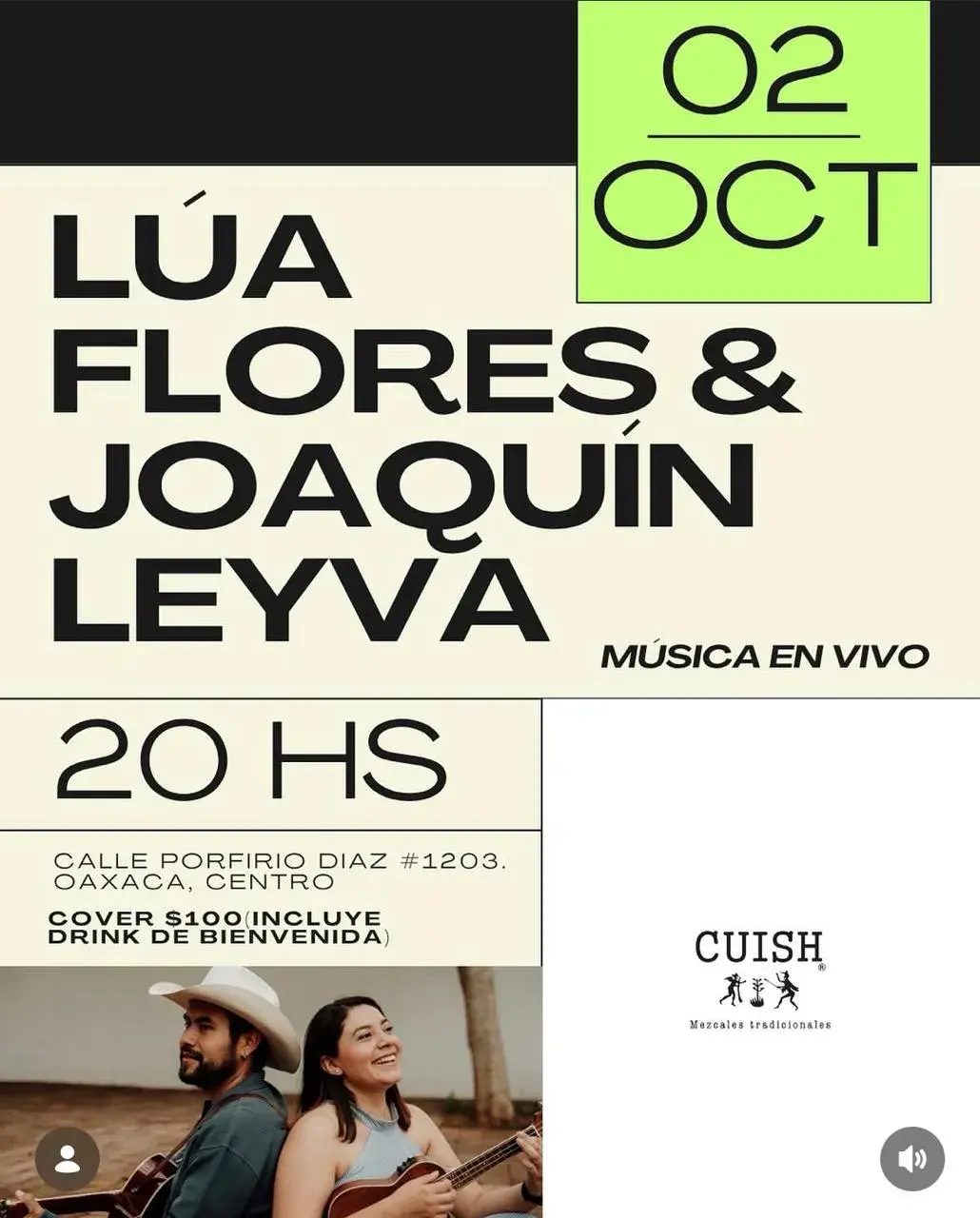 Flyer del evento: Lúa Flores & Joaquín Leyva - Música en vivo