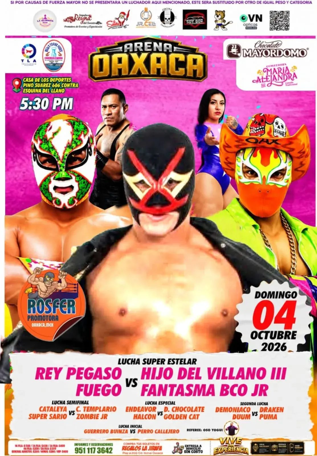 Flyer del evento: Lucha Libre en Arena Oaxaca
