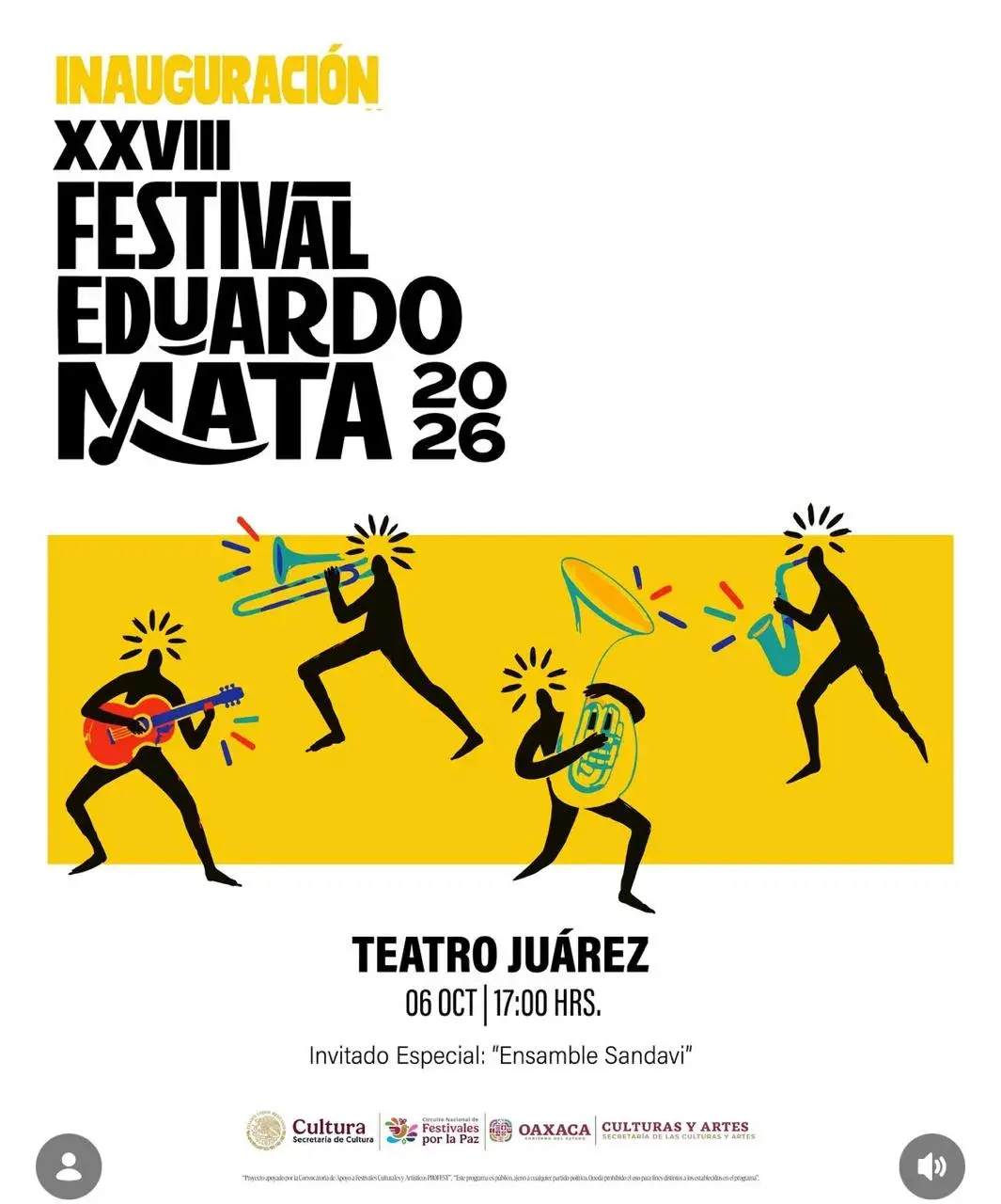Flyer del evento: Inauguración XXVIII Festival Eduardo Mata 2026