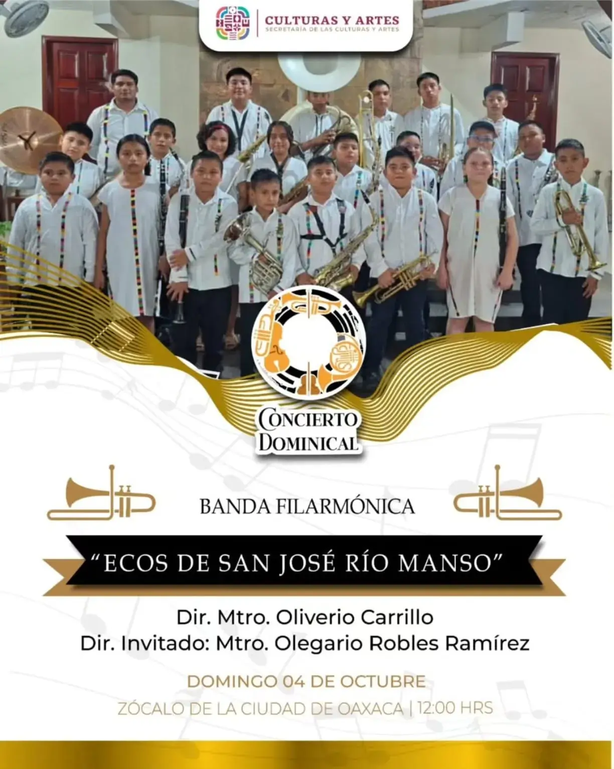 Flyer del evento: Concierto Dominical - Banda Filarmónica "Ecos de San José Río Manso"