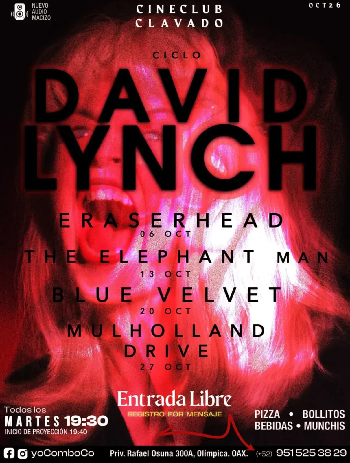 Flyer del evento: Ciclo David Lynch - Cineclub Clavado