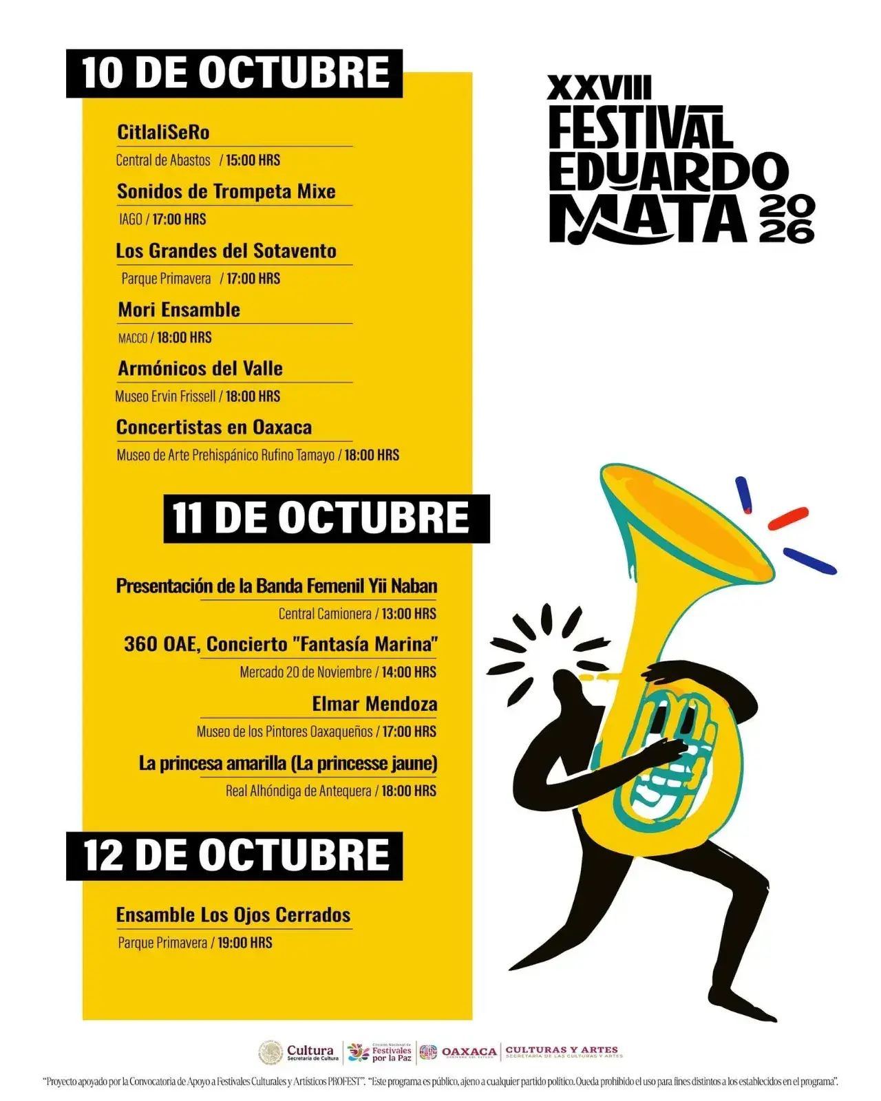 Flyer del evento: XXVIII Festival Eduardo Mata 2026