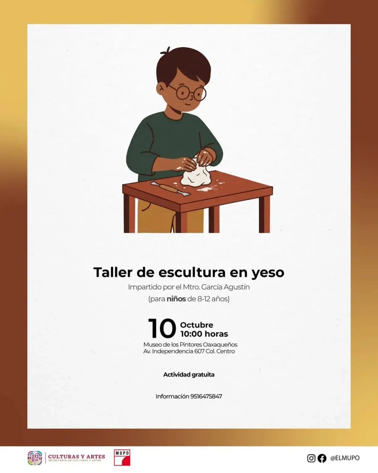 Flyer del evento: Taller de escultura en yeso