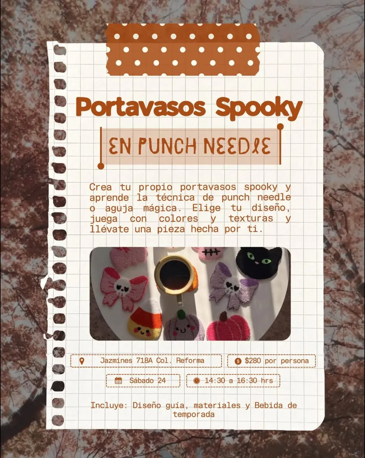 Portavasos Spooky en Punch Needle