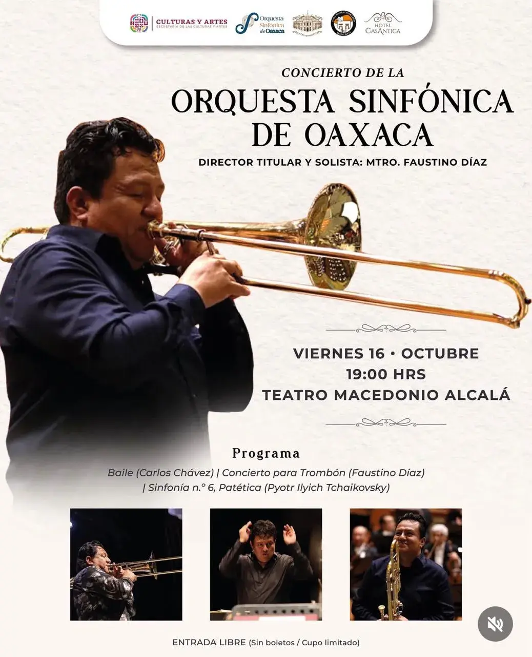 Flyer del evento: Concierto de la Orquesta Sinfónica de Oaxaca