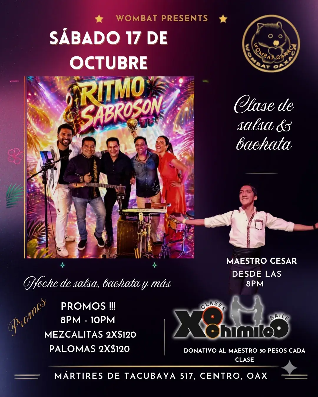 Noche de Salsa y Bachata con Ritmo Sabroson y Clases de Baile