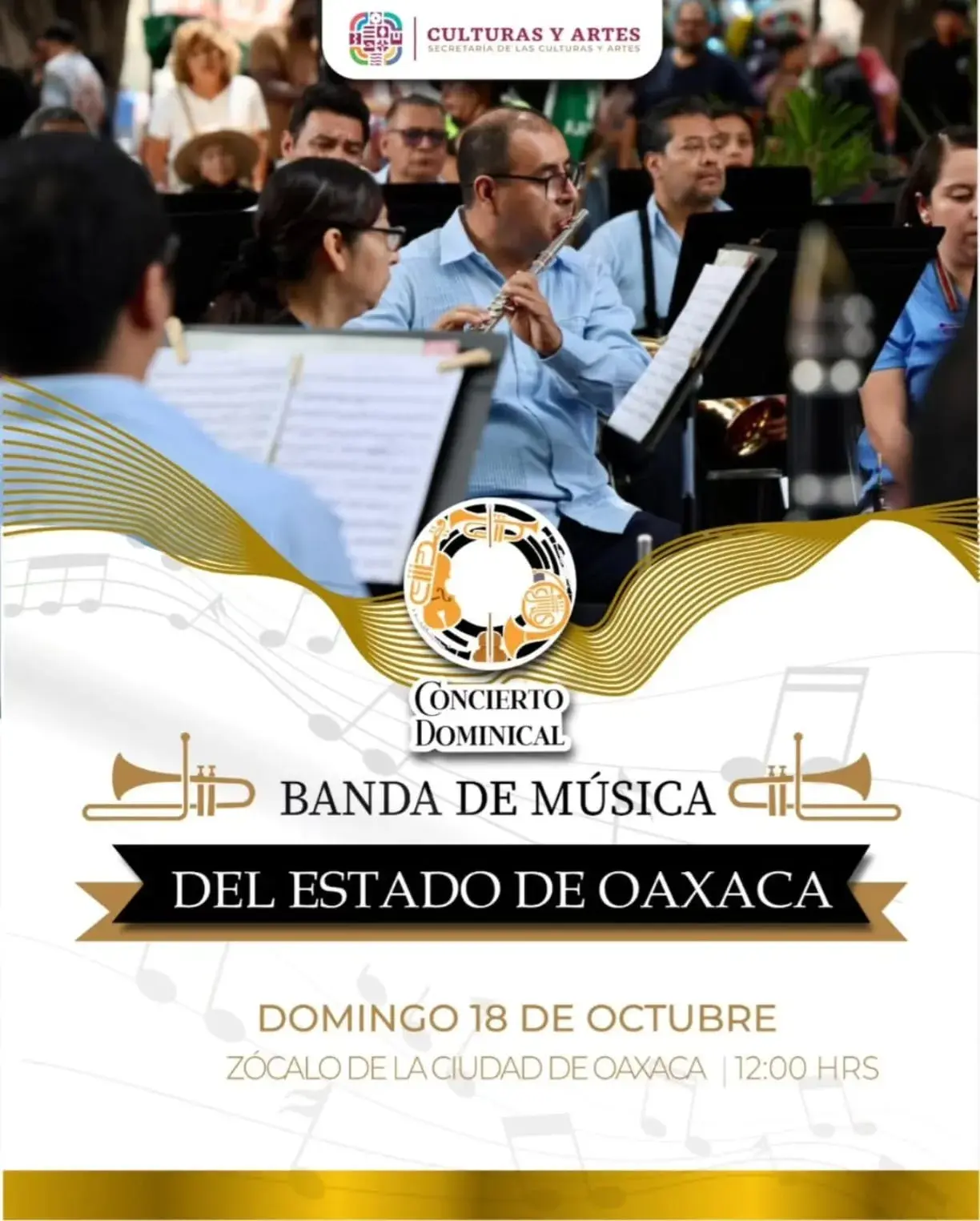 Flyer del evento: Concierto Dominical Banda de Música del Estado de Oaxaca