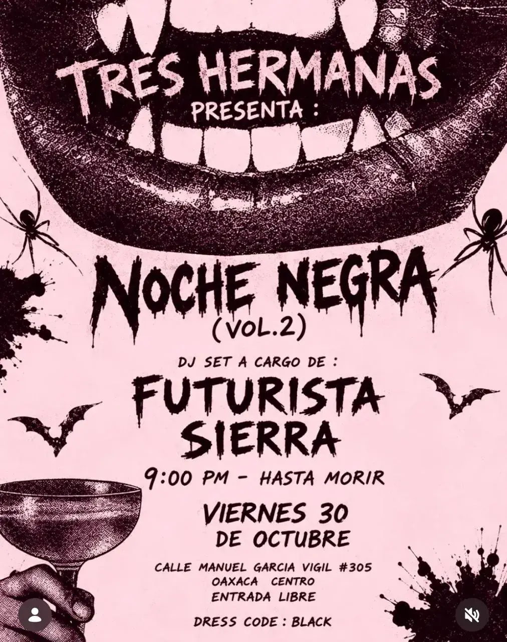 Flyer del evento: Noche Negra (Vol.2) - Tres Hermanas Presenta