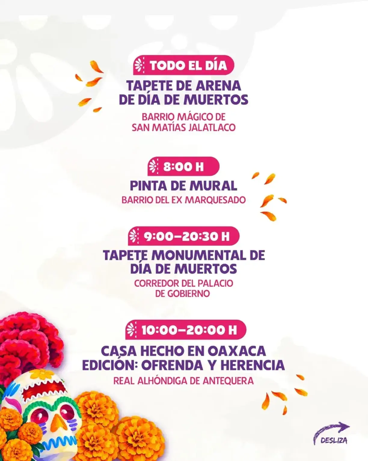 Flyer del evento: Actividades de Día de Muertos en Oaxaca