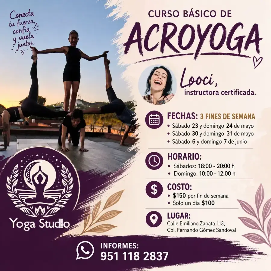 Flyer del evento: CURSO BÁSICO DE ACROYOGA