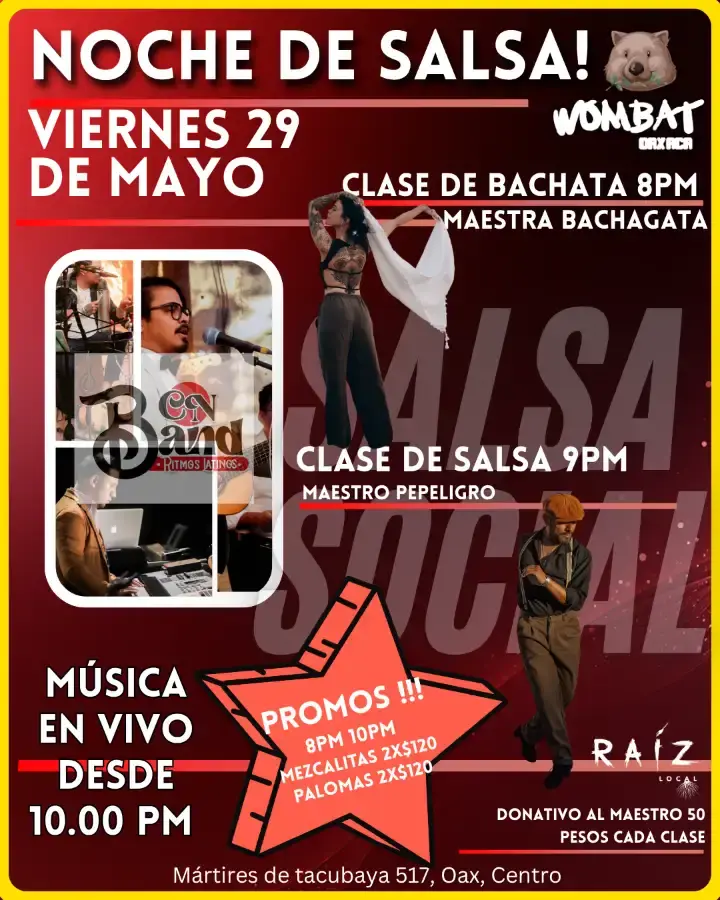 Flyer del evento: MúSICA EN VIVO - NOCHE DE SALSA Y BACHATA!