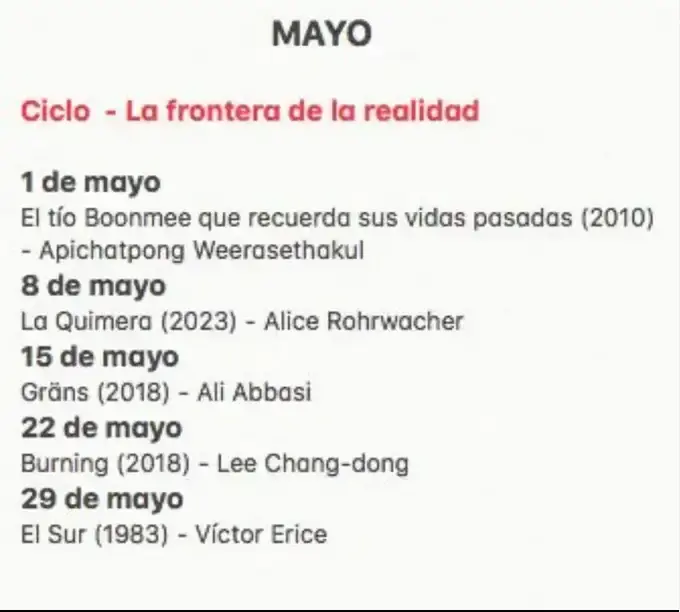 Flyer del evento: Ciclo La Frontera de la Realidad: El Tío Boonmee que Recuerda sus Vidas Pasadas