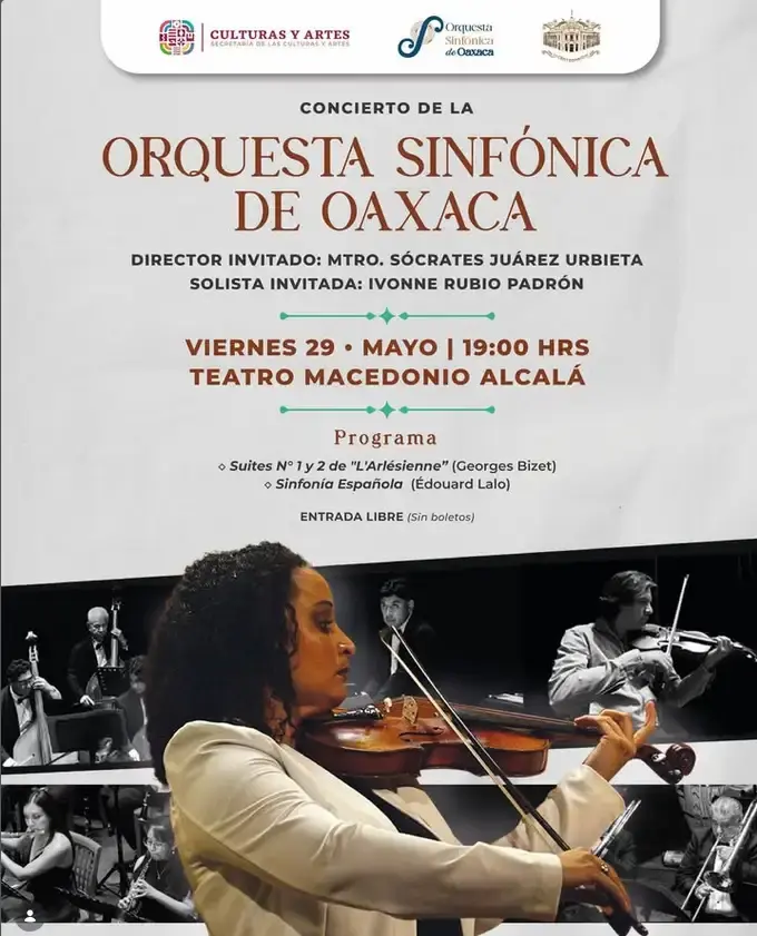 Flyer del evento: Concierto de la Orquesta Sinfónica de Oaxaca: Cabildo, Rosauro y Saint-Saëns