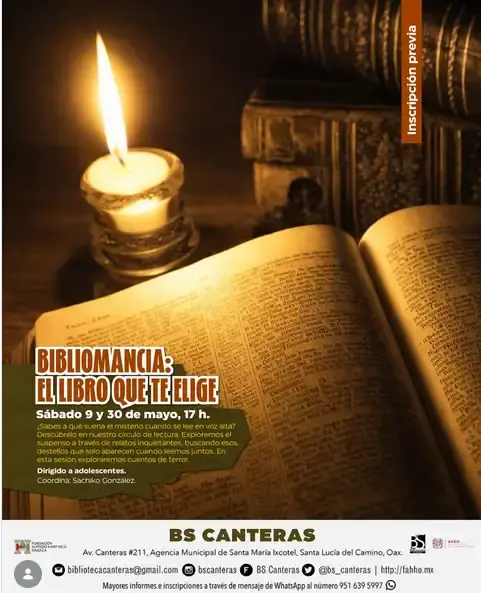 Flyer del evento: BIBLIOMANCIA: EL LIBRO QUE TE ELIGE