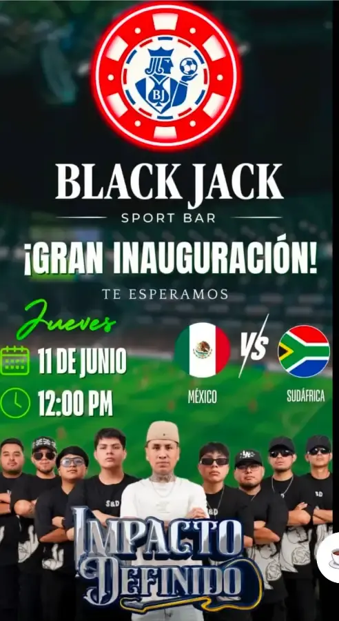 Flyer del evento: Gran Inauguración BLACK JACK SPORT BAR
