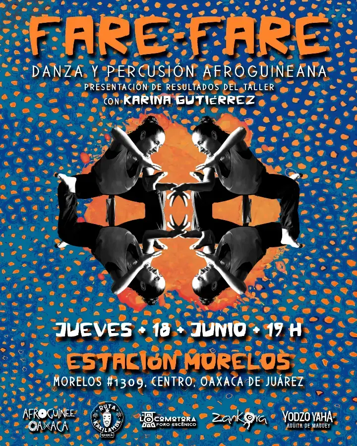 Flyer del evento: FARE-FARE: Danza y Percusión Afroguineana