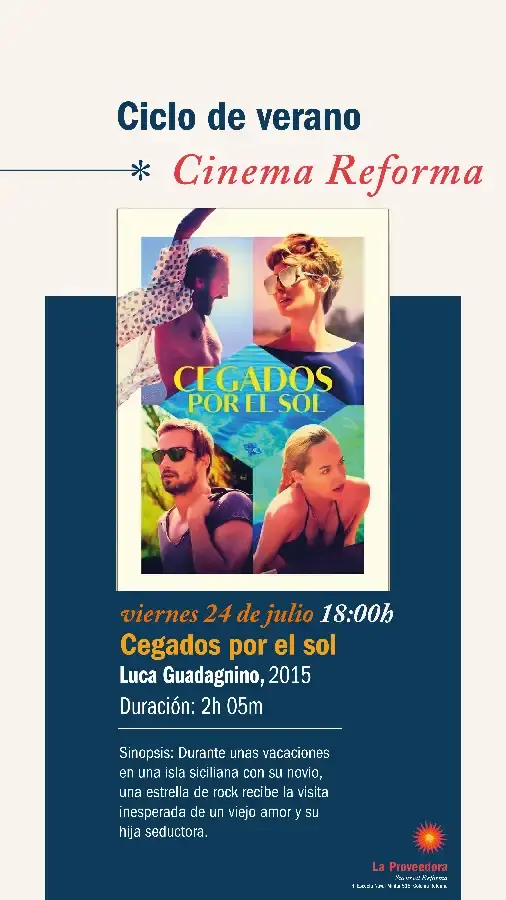 Flyer del evento: Ciclo de verano Cinema Reforma: Cegados por el sol