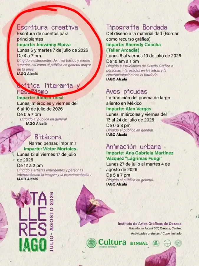 Flyer del evento: Escritura creativa: Escritura de cuentos para principiantes