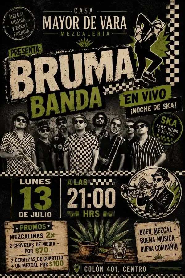 Flyer del evento: Bruma Banda en vivo ¡Noche de Ska!