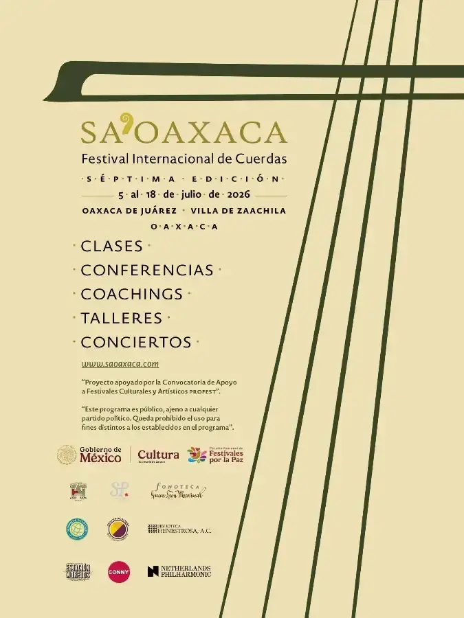 Flyer del evento: SAOAXACA Festival Internacional de Cuerdas