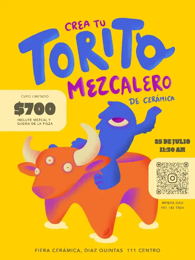 Flyer del evento: CREA TU TORITO MEZCALERO DE CERÁMICA